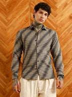Campus Sutra Diagonal Check Slim Fit Shirt - Cotton Polyester Blend