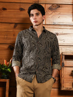 Campus Sutra Constract-Fluid Jacquard Shirt
