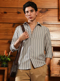 Campus Sutra Bohomian-Stripe Jacquard Shirt