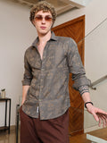 Campus Sutra Grey Ethnic Motif Full Sleeve Shirt