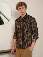 Campus Sutra Tailored Fit Abstract Pattern Full Sleeve Shirt