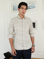 Campus Sutra Faded Foliage-Jacquard Shirt