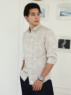Campus Sutra Faded Foliage-Jacquard Shirt