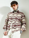Campus Sutra Geometric Pattern Cotton Blend Full Sleeve Shirt