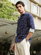 Campus Sutra Mosaic-Jacquard Shirt