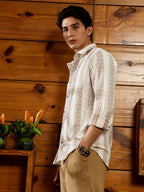 Campus Sutra Indie-Stripe Jacquard Shirt
