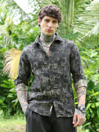 Campus Sutra Contrast Scratch-Jacquard Shirt
