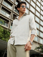 Campus Sutra Splash-Jacquard Shirt