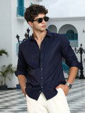 Campus Sutra Geometric-Panel Jacquard Shirt