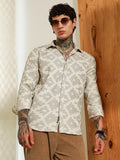 Campus Sutra Geometric Pattern Cotton Blend Full Sleeve Shirt