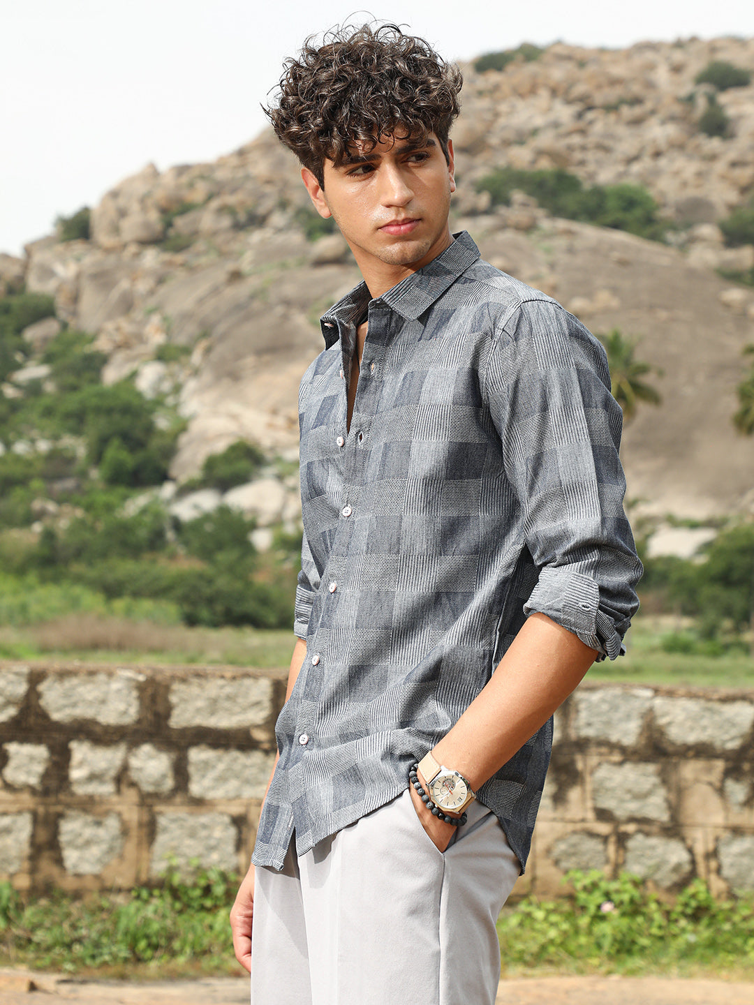 Campus Sutra Buffalo-Jacquard Shirt