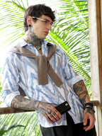 Campus Sutra Pastel-Geometric Jacquard Shirt