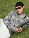 Campus Sutra Grey Abstract Pattern Slim Fit Shirt