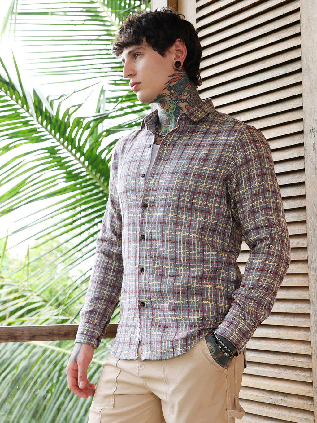 Campus Sutra Woven Contrast-Check Shirt