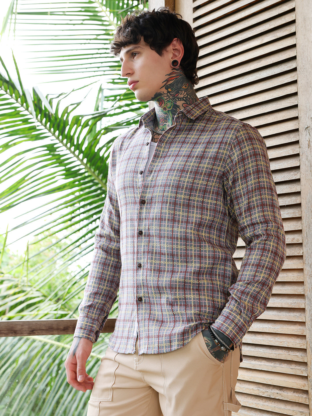 Campus Sutra Woven Contrast-Check Shirt