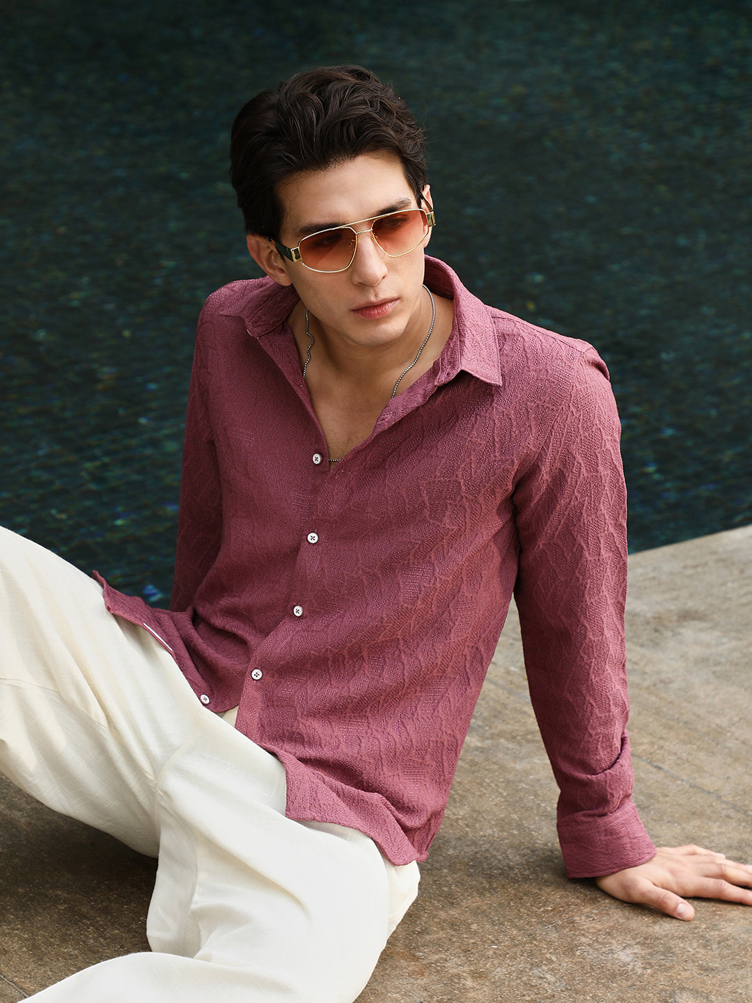 Campus Sutra Geo-Abstract Jacquard Shirt