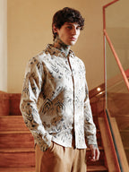 Campus Sutra Strokes-Imprint Brushed Shirt