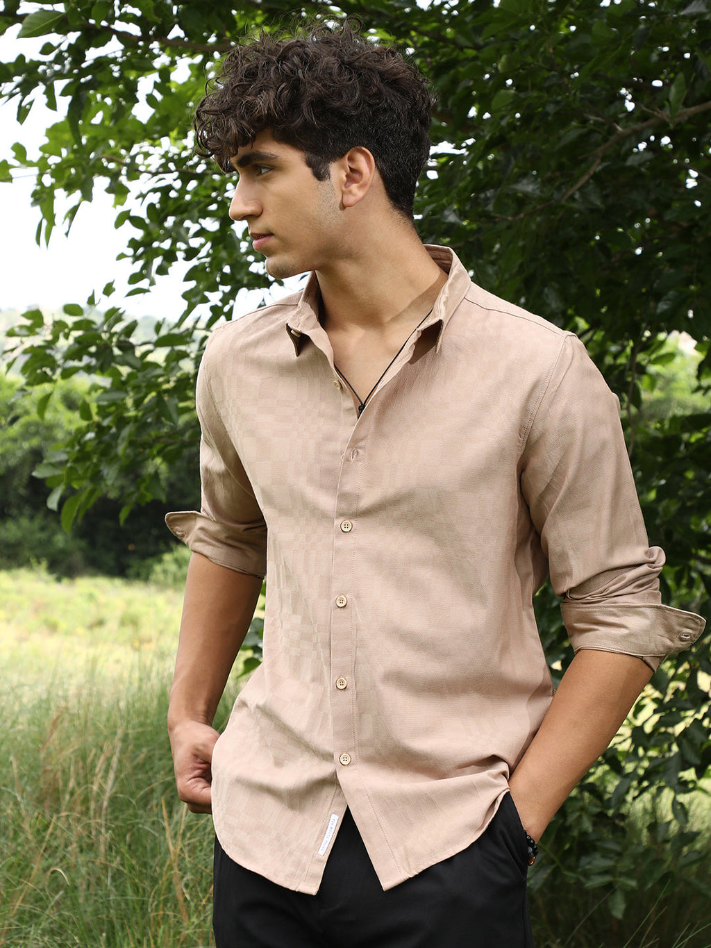 Campus Sutra Duo-Cubic Imprint Shirt