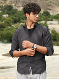 Campus Sutra Edgy-Stripe Jacquard Shirt