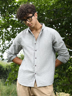 Campus Sutra Edgy-Stripe Jacquard Shirt