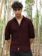 Campus Sutra Edgy-Stripe Jacquard Shirt