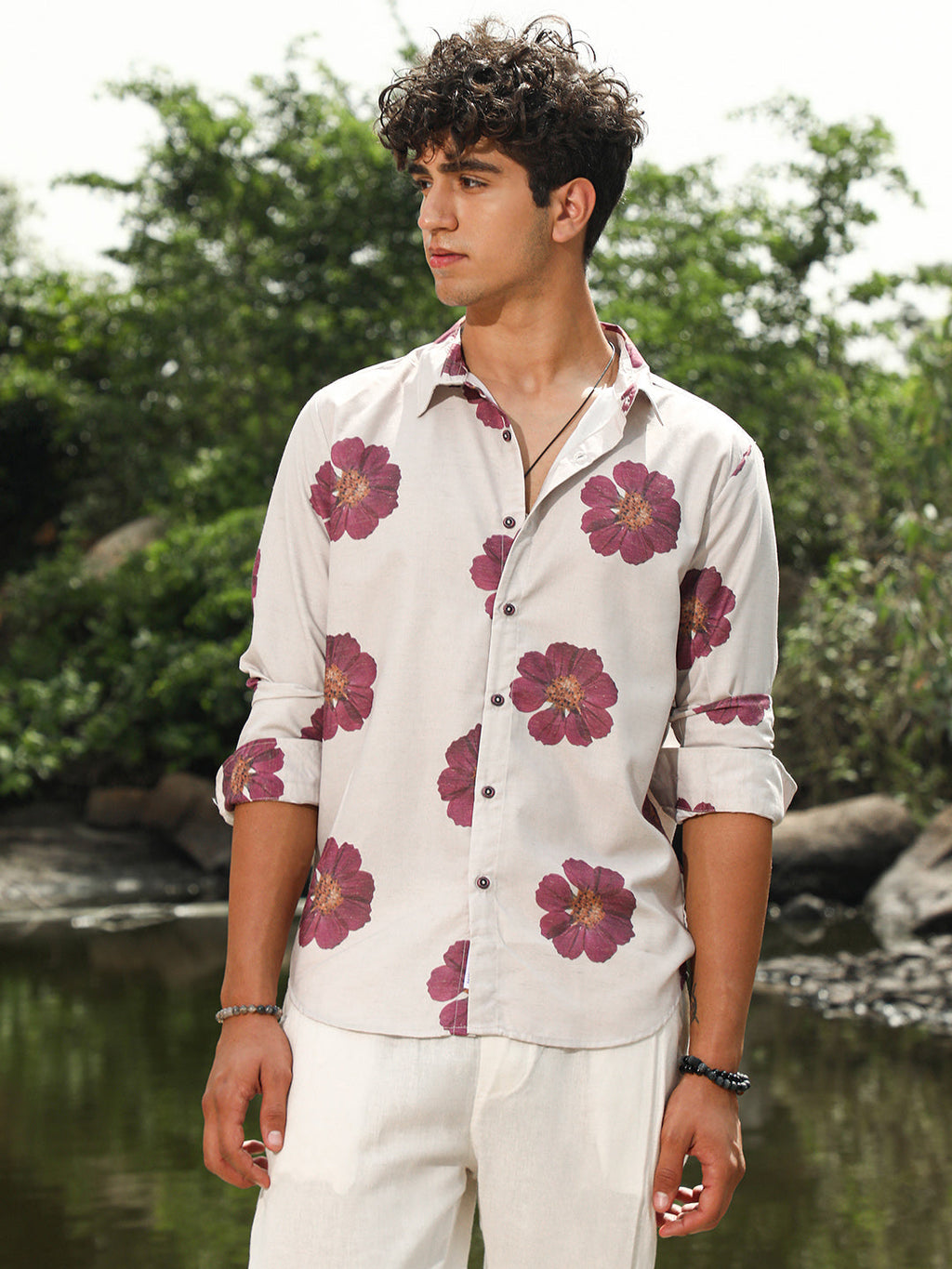 Campus Sutra Blooming Flora Imprint Shirt