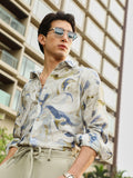 Campus Sutra Waterbrush-Imprint Dobby Shirt