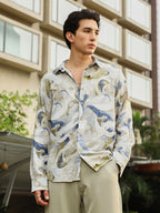 Campus Sutra Waterbrush-Imprint Dobby Shirt