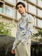 Campus Sutra Waterbrush-Imprint Dobby Shirt