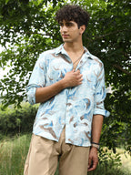 Campus Sutra Waterbrush-Imprint Dobby Shirt