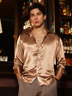 Campus Sutra Gleaming Crushed-Satin Shirt