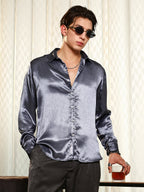 Campus Sutra Solid Satin Shirt
