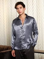 Campus Sutra Solid Satin Shirt