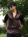 Campus Sutra Gleaming Crushed-Satin Shirt