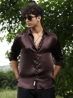 Campus Sutra Gleaming Crushed-Satin Shirt