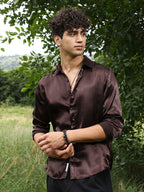Campus Sutra Gleaming Crushed-Satin Shirt