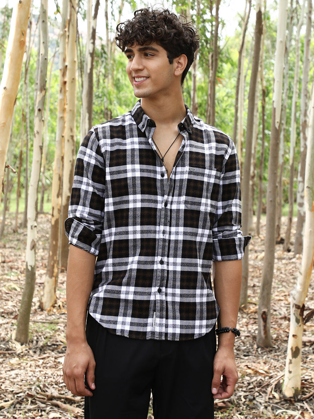 Campus Sutra Tartan-Woven Regular Shirt