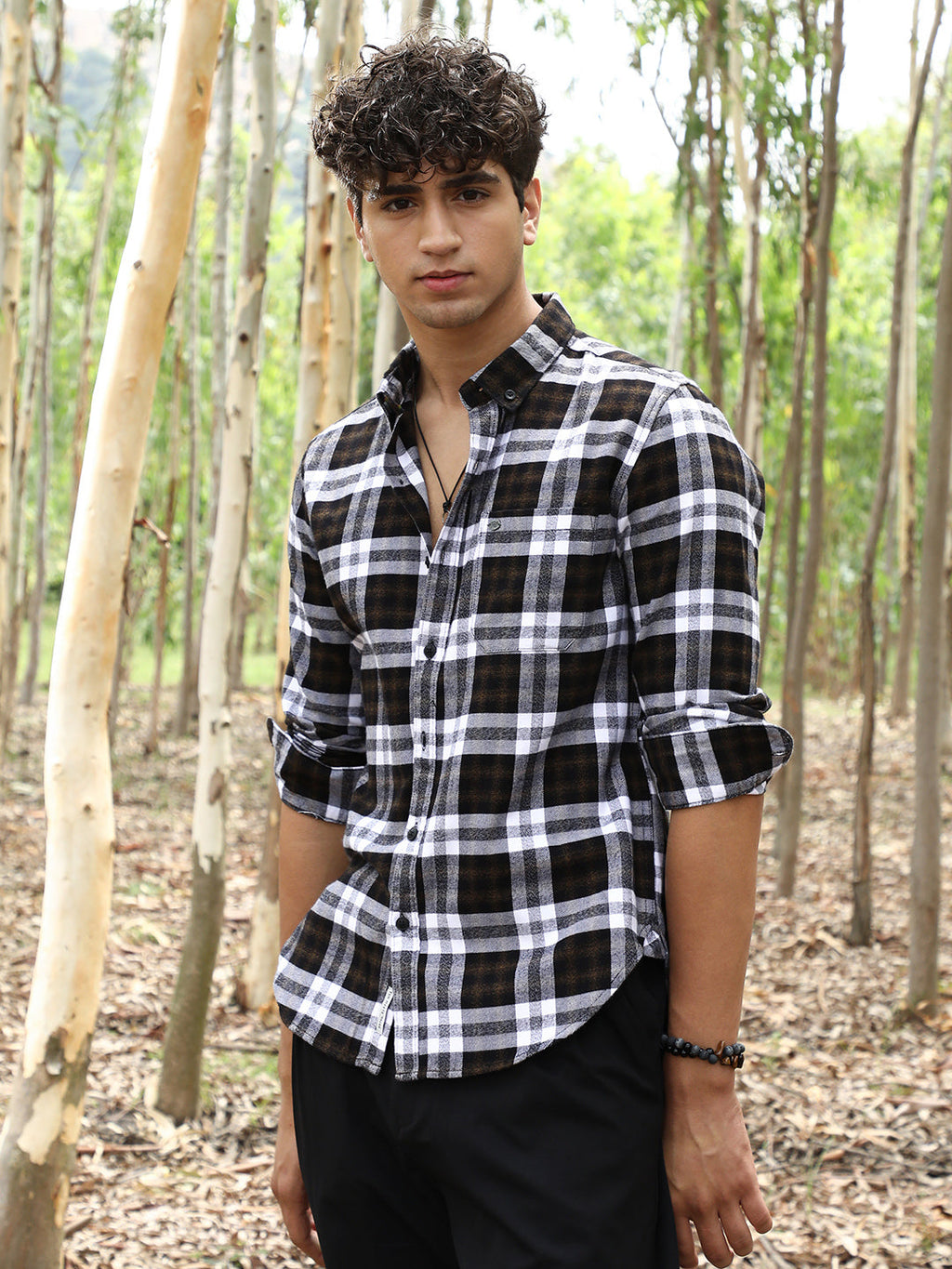 Campus Sutra Tartan-Woven Regular Shirt