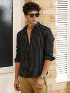 Campus Sutra Duo-Jacquard Striped Shirt