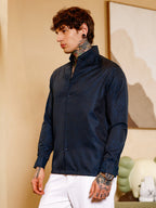 Campus Sutra Contrast-Streaks Jacquard Shirt