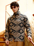 Campus Sutra Contrast Aztec-Block Jacquard Shirt