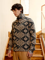 Campus Sutra Contrast Aztec-Block Jacquard Shirt