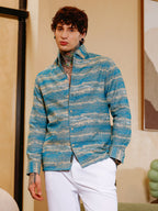 Campus Sutra Gradient-Strokes Jacquard Shirt