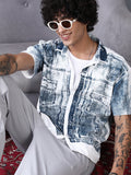 Campus Sutra Denim-Imprint Relaxed Shirt