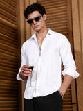 Campus Sutra Chalk White Solid Creased Shirt