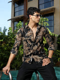 Campus Sutra Artistic-Foliage Lined Imrprint Shirt