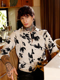 Campus Sutra Flora-Stroke Imprint Shirt
