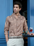 Campus Sutra Men's Regular Fit Brown Abstract Pattern Cuban Collar Shirt
