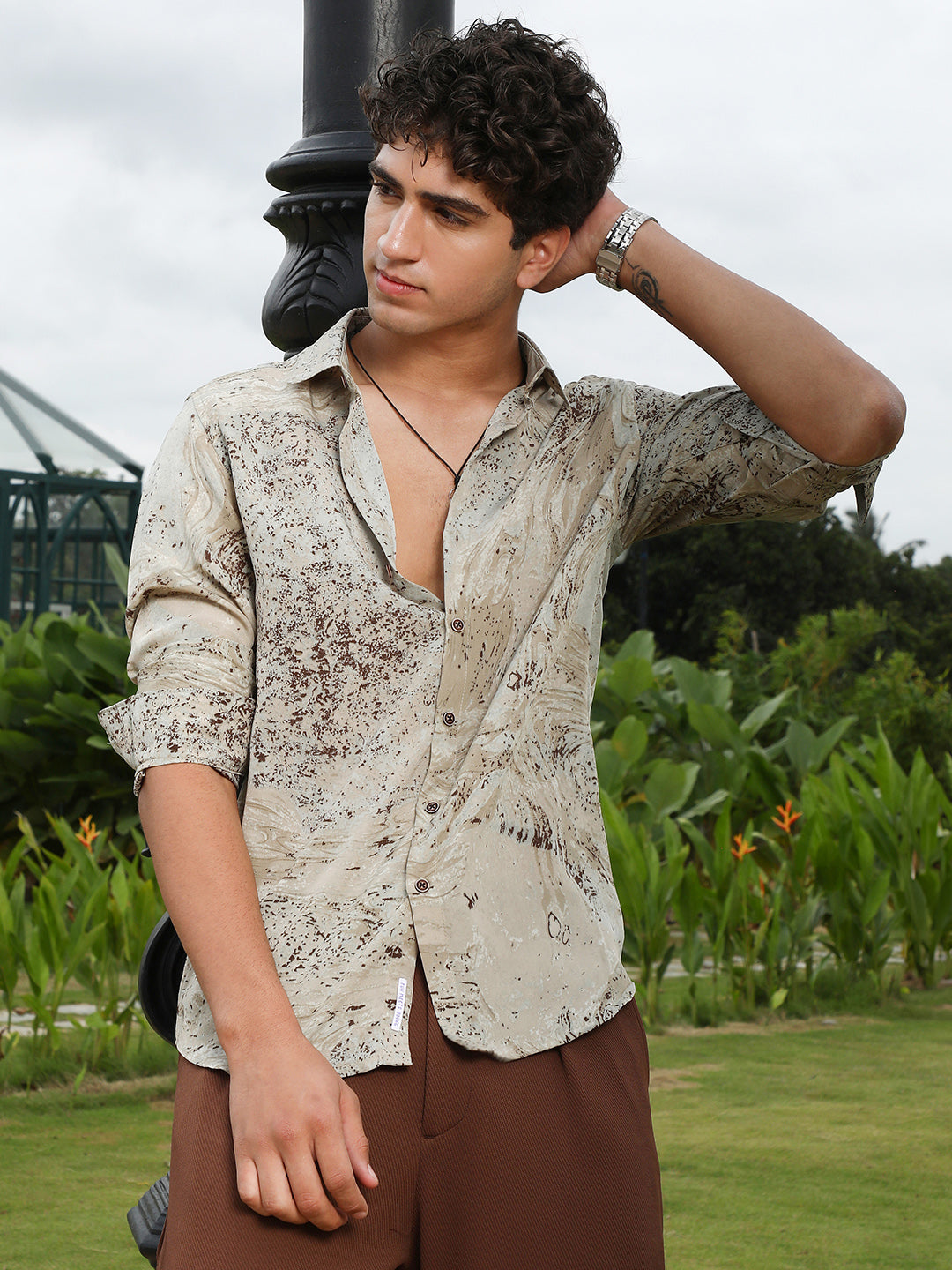 Campus Sutra Marble-Specks Imprint Shirt