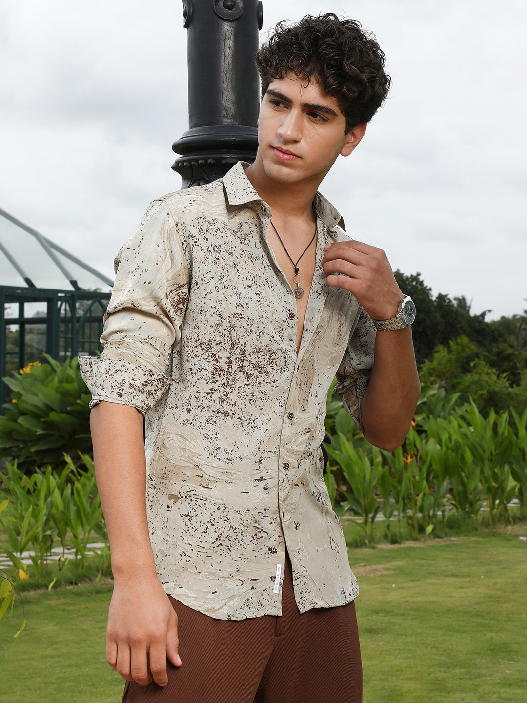 Campus Sutra Marble-Specks Imprint Shirt